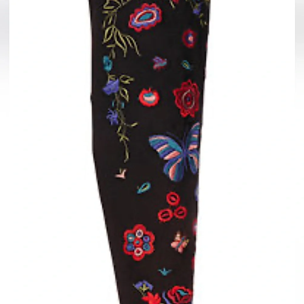 NWOT Impo Judy Embroidered Over-The-Knee Boots stretch block heel colorful